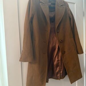 Kristen Blake Wool Blend Tan Single-Breasted Coat